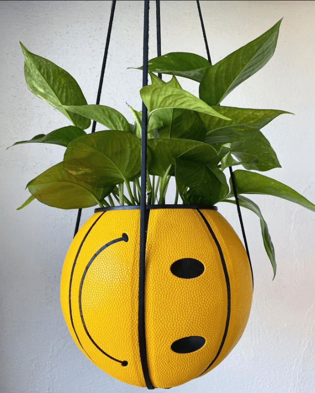 Smiley face basketball planter