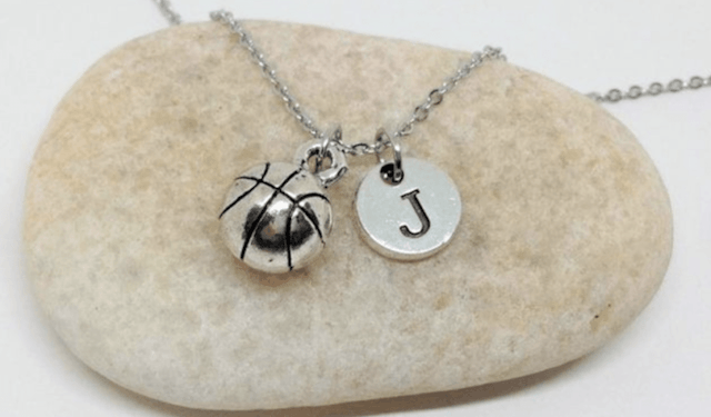 A basketball charm necklace