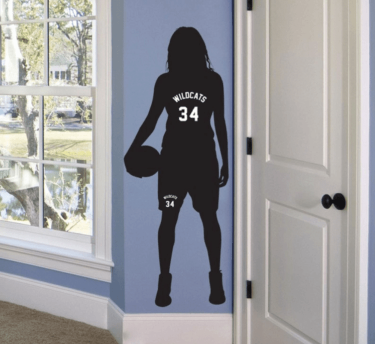 A basketball silhouette cut out