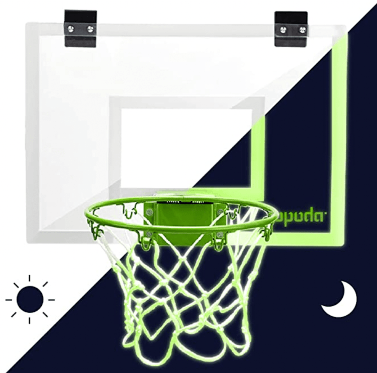 Glow in the dark mini basketball hoop