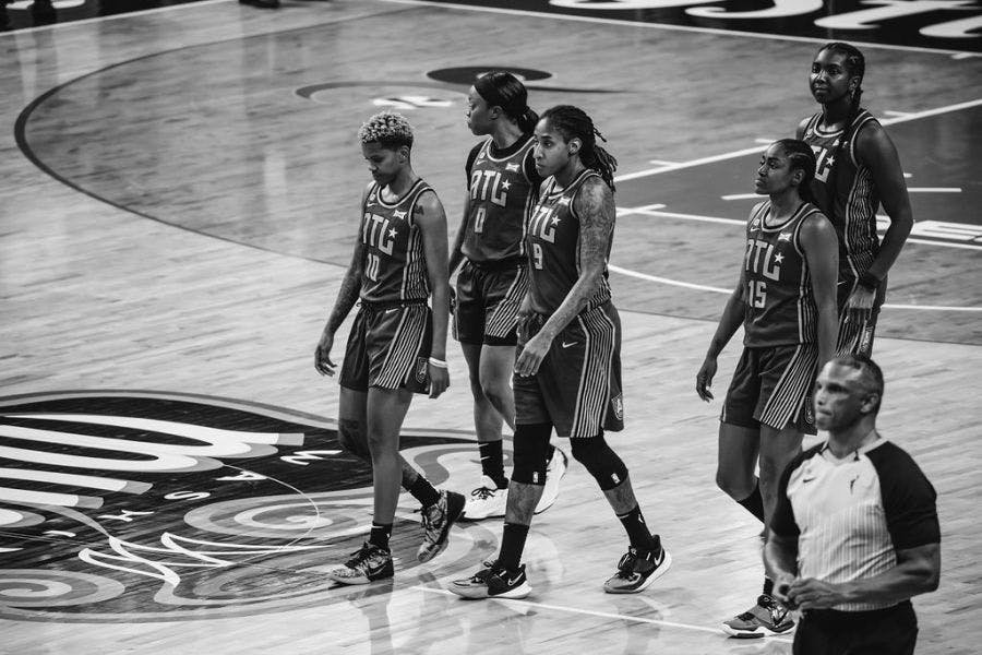 Atlanta Dream WNBA team takes the court ahead of playing the Washington Mystics