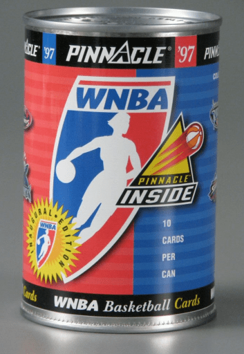 WNBA trading cards in a can