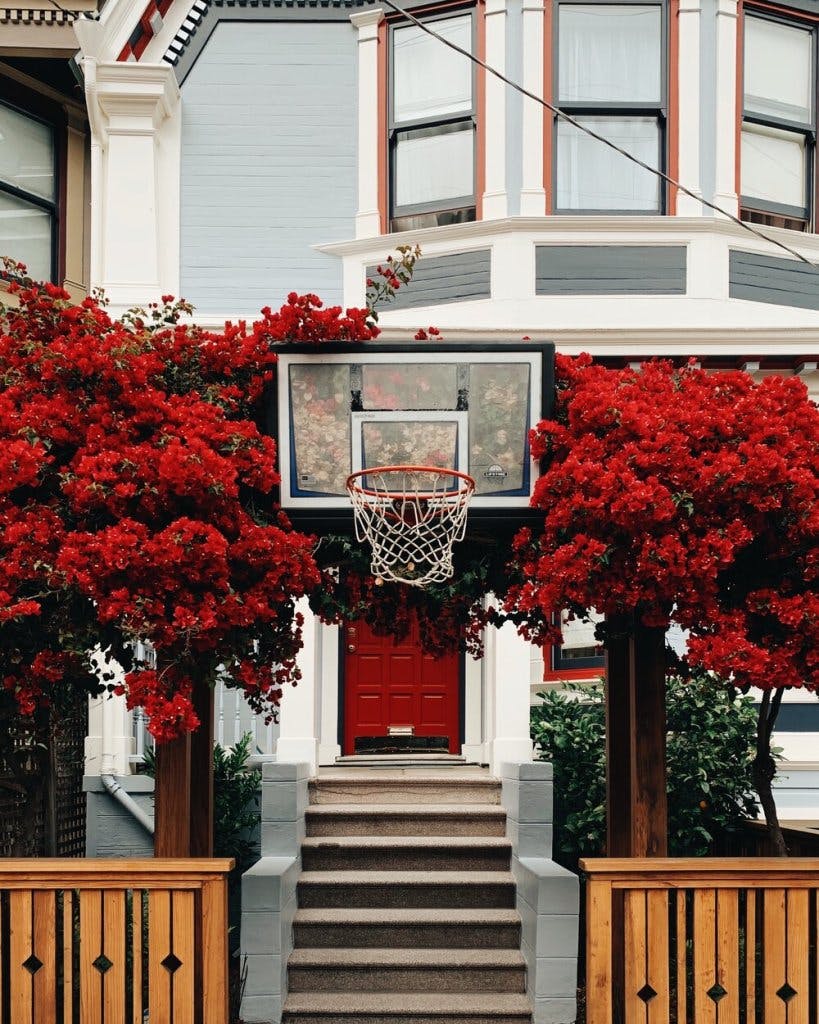 Cool poster of hoop in front of house