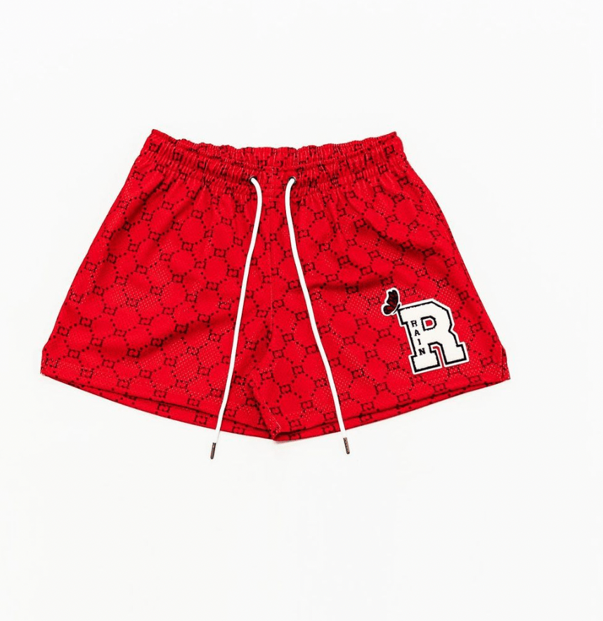 Lunar New Year Ryoko Rain red basketball shorts flat with butterfly