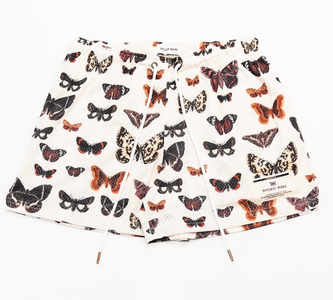 Butterfly basketball shorts in cream