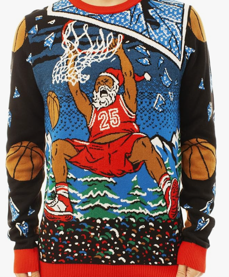 Christmas Party Classic Knitted Ugly Sweater Santa Dunking