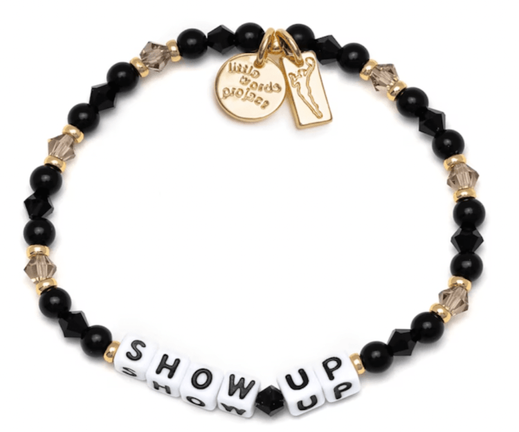 Show Up WNBA bracelet in black and white
