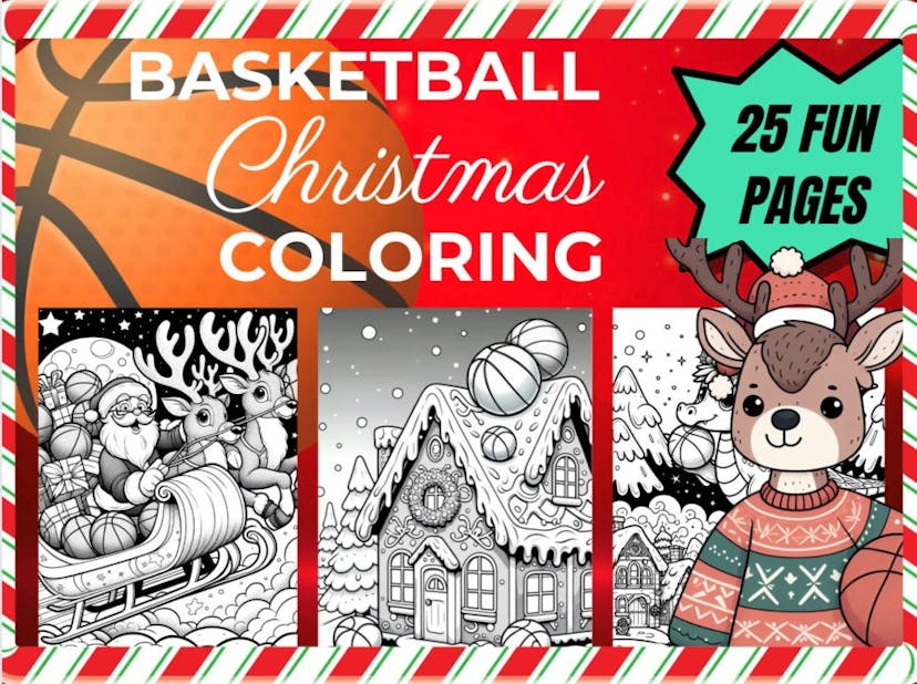 Christmas basketball coloring pages