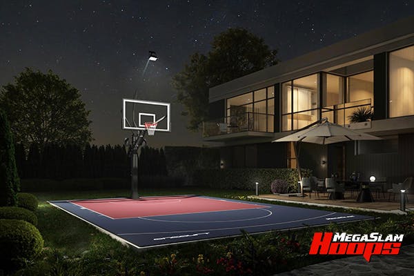 Mega Slam Hoops basketbal hoop on nighttime court